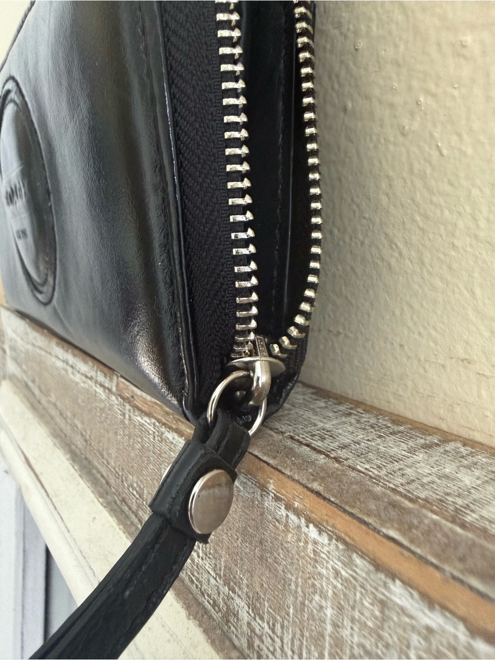 Coach Black Leather Zip-Around Continental Wallet with Embossed Logo - Picture 8 of 11